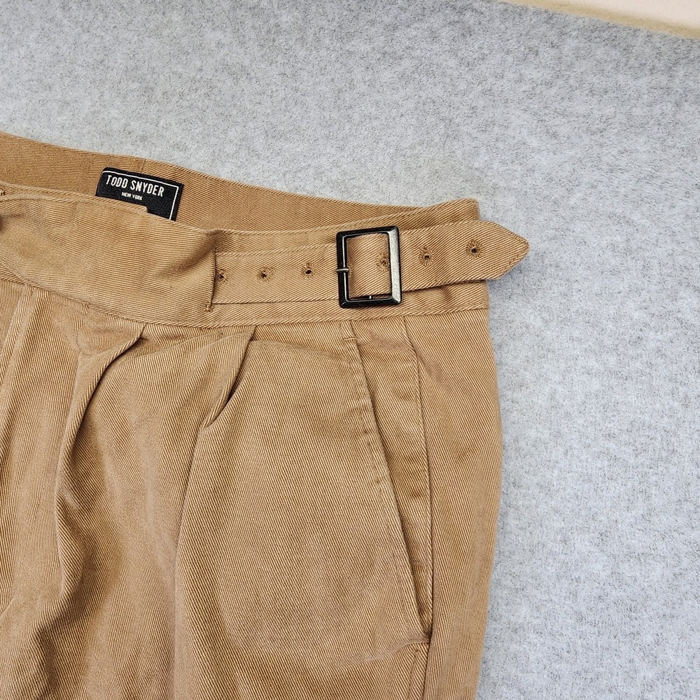 Todd Snyder Gurkha Trouser Pants Men 33x27 Brown Pleated Side Tab Brushed Cotton - Picture 6 of 11